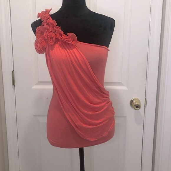 Body Central drape front one strap tank w/ crepe floral silver tip design - Picture 1 of 8